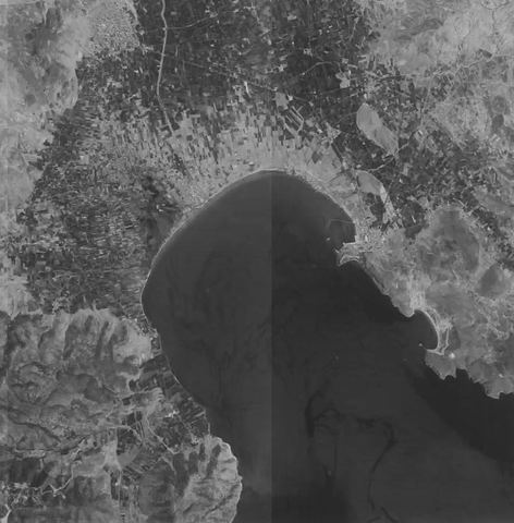 KH-9 Hexagon satellite image of the Argolic Gulf including Myloi (browse image crop).