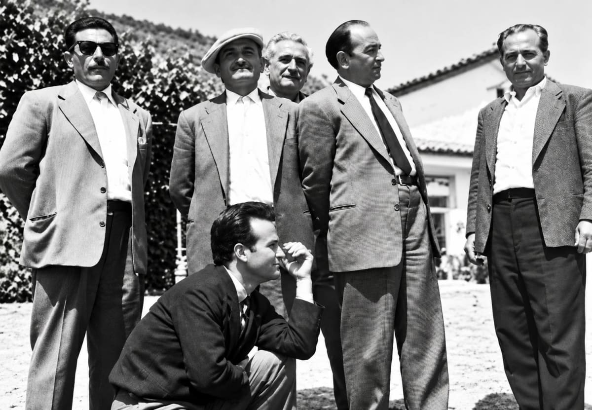 Residents of Myloi in 1963. In the middle, the president of the community, Chr. Papagiannis.